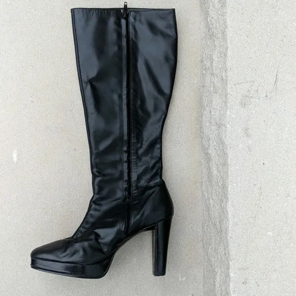 Colin Stuart platform heel knee high leather boots Size 8
