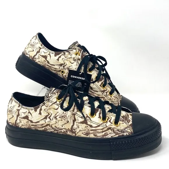 Converse Ctas Lift Platform Beige Canvas Shoes Low Skate Men Custom 171210C-BBBG