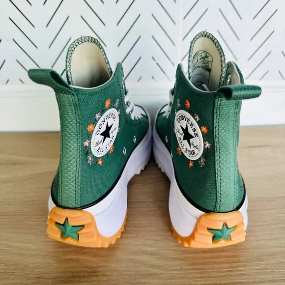🤩Converse Run Star Hike Hi Sz 8 Men's Shoes Embroidered Flowers Green A11562C