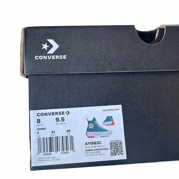 🤩Converse Run Star Hike Hi Sz 8 Men's Shoes Embroidered Flowers Green A11562C