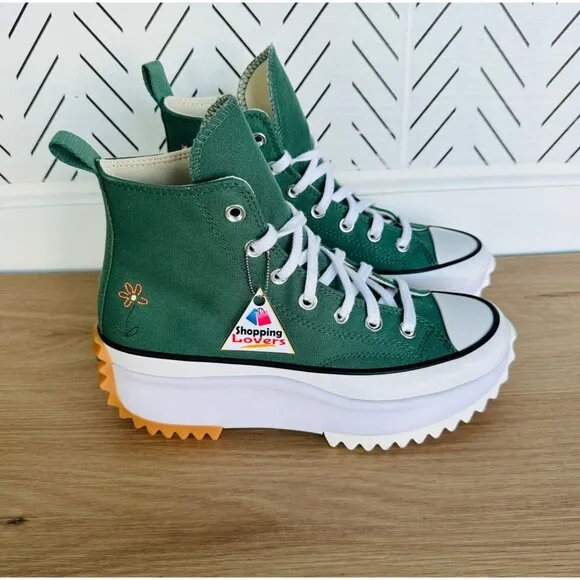 🤩Converse Run Star Hike Hi Sz 8 Men's Shoes Embroidered Flowers Green A11562C