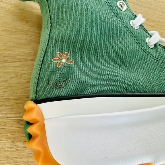 🤩Converse Run Star Hike Hi Sz 8 Men's Shoes Embroidered Flowers Green A11562C