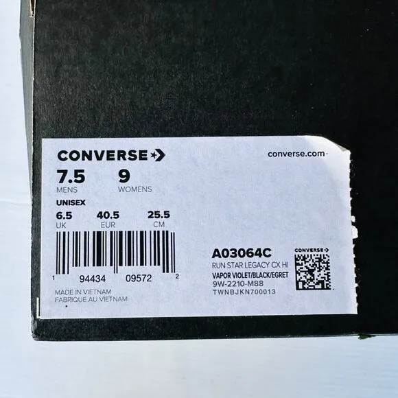 ⭐Converse Run Star Hike Legacy CX Hi Sz 7.5 Men's Shoes Violet Platform A03064C⭐
