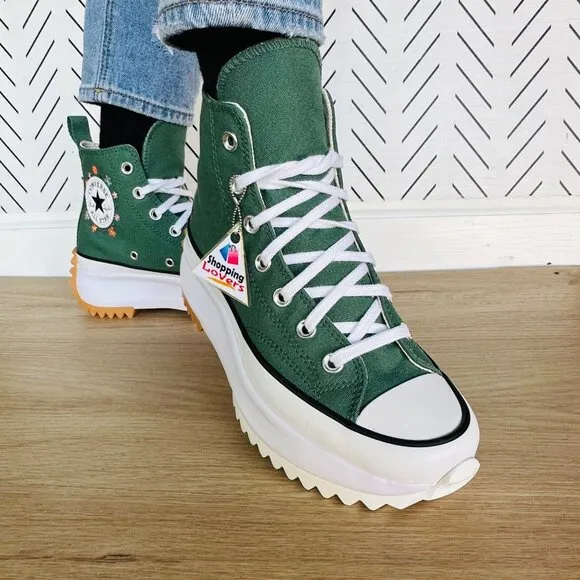 ⭐Converse Run Star Hike Platform 7 Women Shoes Embroidered Flowers Green A11562C
