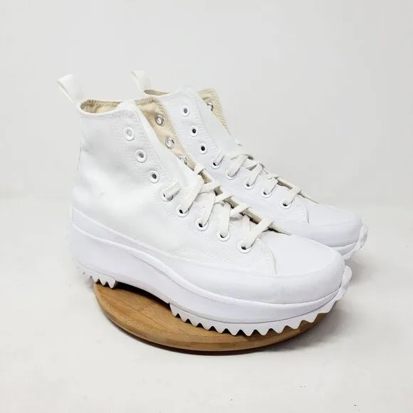 Converse Run Star Hike Shoes Womens 10 Platform Triple White High Top Sneakers