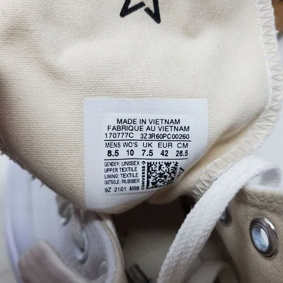 Converse Run Star Hike Shoes Womens 10 Platform Triple White High Top Sneakers