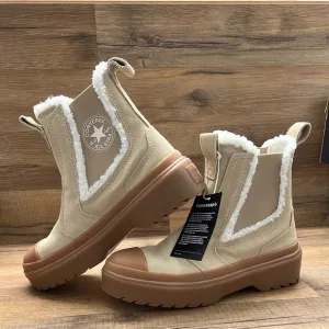 Converse Women's Tan Boots with White Trim