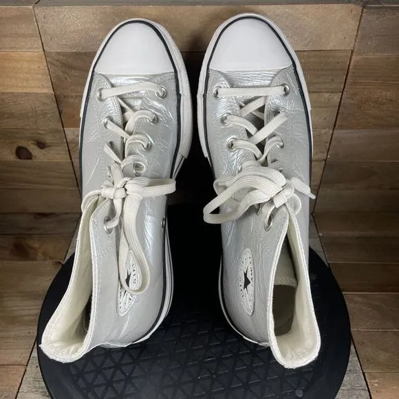 Converse Lift Hi Womens 9.5 Metallic Silver Sneakers Platform Casual Shoes