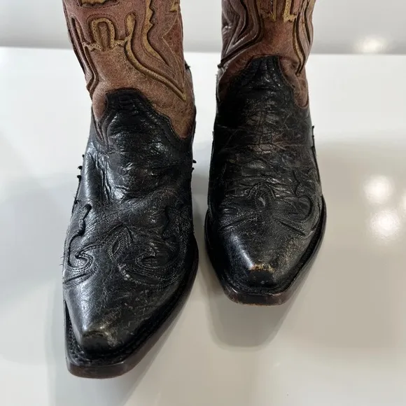 Corral Woman's Crackle Distressed Antique Saddle Cowboy Boots  Black Brown 7