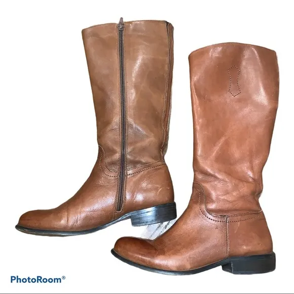 Corso Como Brown Leather Knee High Riding Boots