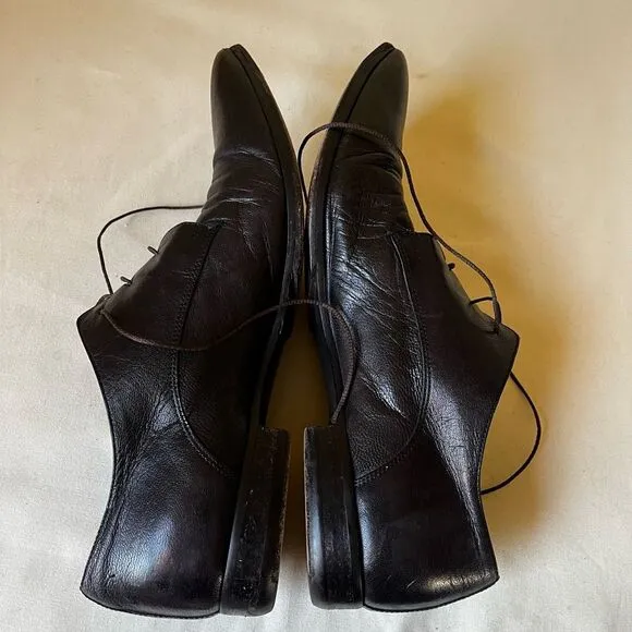 Costume National Black Leather Dress Shoes Lace Up Pointed Toe Mens 7.5