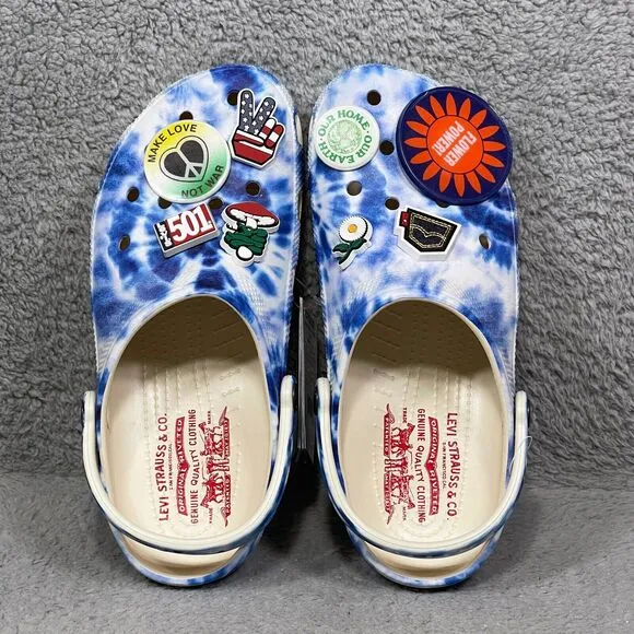 Crocs Classic Levi‘s X Tie-Dye Mens Size 10 Slip On Clogs Shoes Stucco 208918