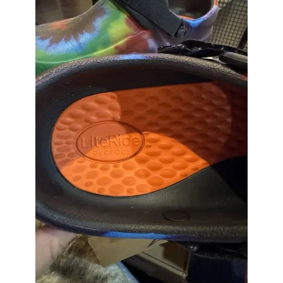 Crocs Classic Tie Dye LiteRide Slip on Sandals Clogs Men Size 10 Women Size 12