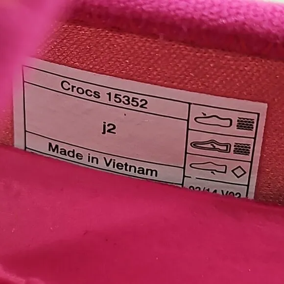 Crocs Duet Busy‎ Day Coral Pink Mary Jane Slip On Shoes Girls J2 Ballet 15352