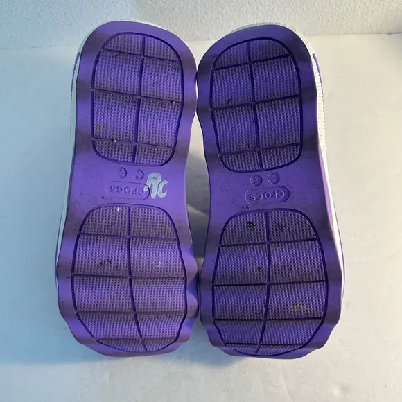 Crocs Mega Crush Triple Strap Platform Sandals Women's Size 9 Purple White Funky