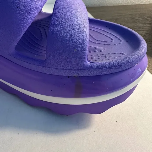 Crocs Mega Crush Triple Strap Platform Sandals Women's Size 9 Purple White Funky