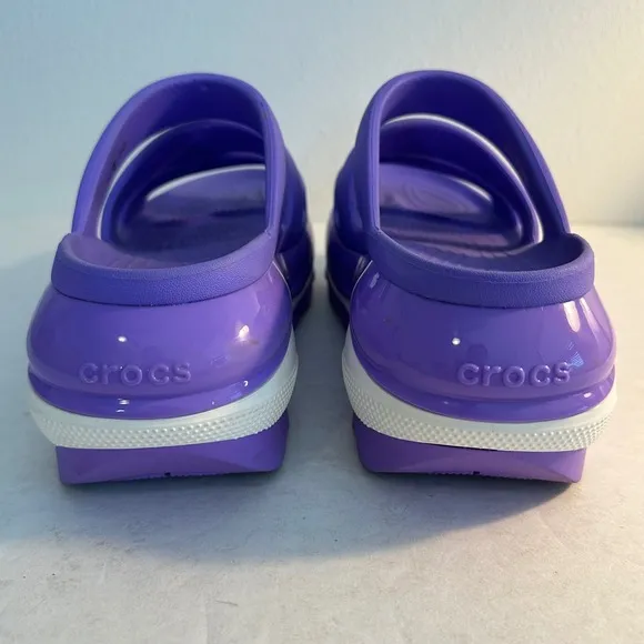 Crocs Mega Crush Triple Strap Platform Sandals Women's Size 9 Purple White Funky