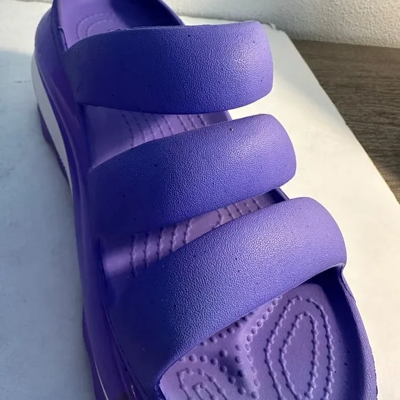 Crocs Mega Crush Triple Strap Platform Sandals Women's Size 9 Purple White Funky