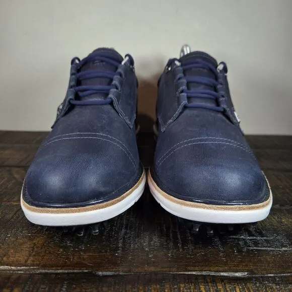 Cuater The Legend Travis Mathew Mens Size 8 Golf Shoes Spikes Blue Navy Leather