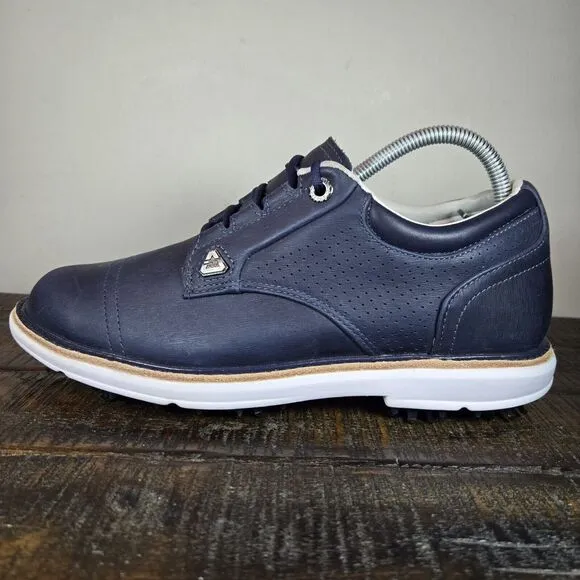 Cuater The Legend Travis Mathew Mens Size 8 Golf Shoes Spikes Blue Navy Leather