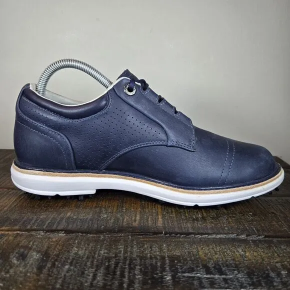 Cuater The Legend Travis Mathew Mens Size 8 Golf Shoes Spikes Blue Navy Leather