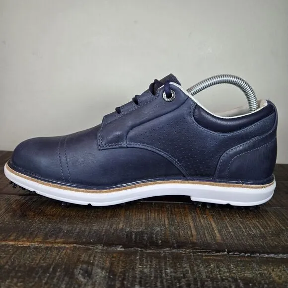Cuater The Legend Travis Mathew Mens Size 8 Golf Shoes Spikes Blue Navy Leather