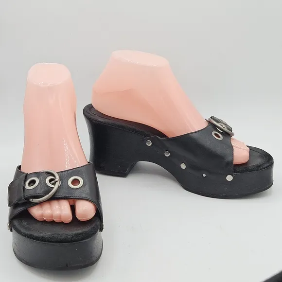 Curfew 90s Y2K 1.25&quot; platform 3&quot;heel peep toe sandals size 8 (10&quot; insole)