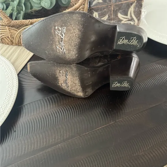 Dan post Brown Embroidered knee high Cowboy Boots