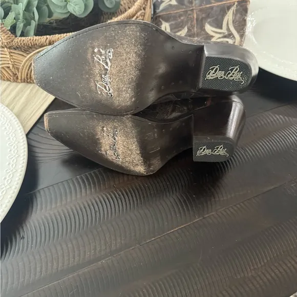 Dan post Brown Embroidered knee high Cowboy Boots