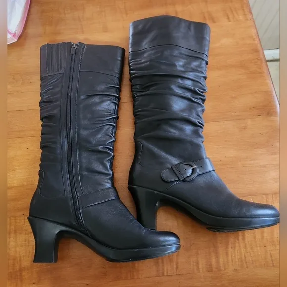 Dansko Brielle Knee High Leather Boots Black Womens Size 41