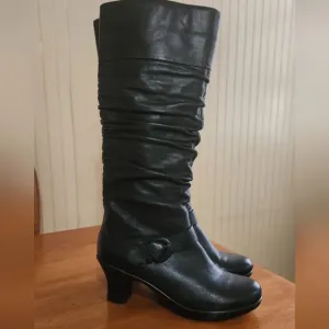 Dansko Brielle Knee High Leather Boots Black Womens Size 41