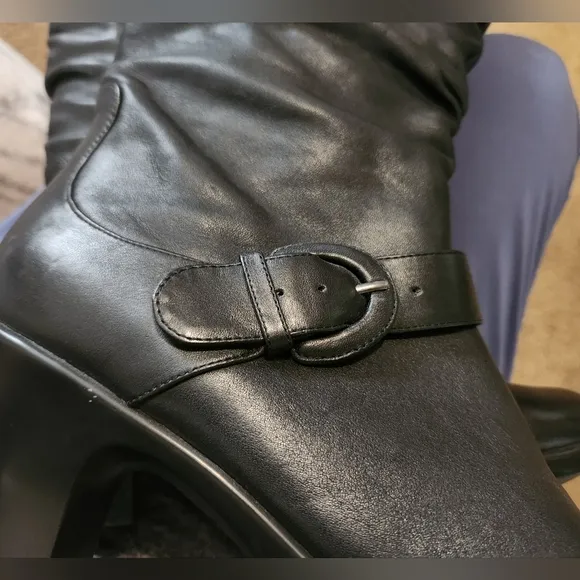 Dansko Brielle Knee High Leather Boots Black Womens Size 41