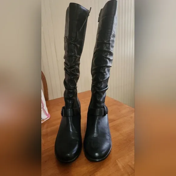 Dansko Brielle Knee High Leather Boots Black Womens Size 41