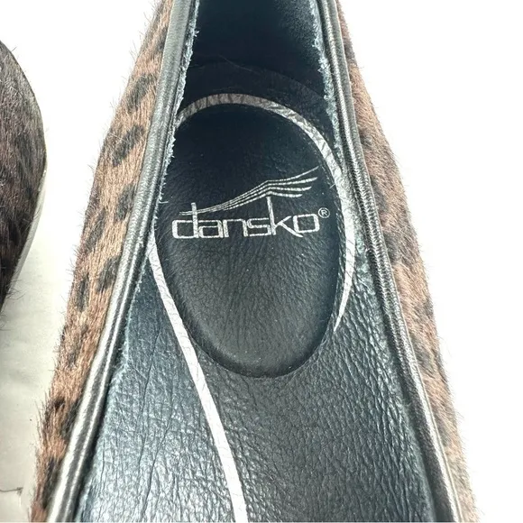 Dansko Olena Shoes 37 Black Brown Calf Hair Slip On Loafer Womens
