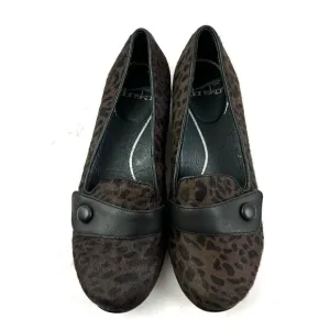 Dansko Olena Shoes 37 Black Brown Calf Hair Slip On Loafer Womens