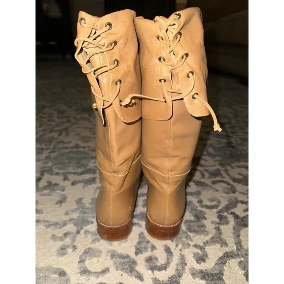 Delman vintage brown leather boots women size 9‎