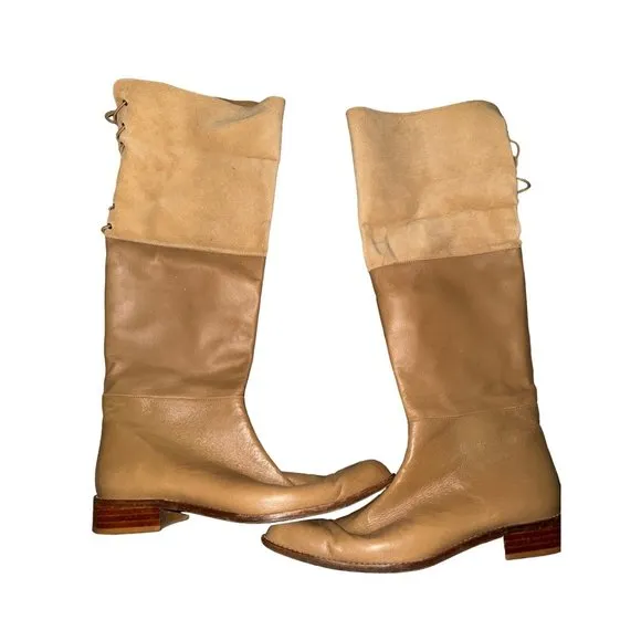 Delman vintage brown leather boots women size 9‎