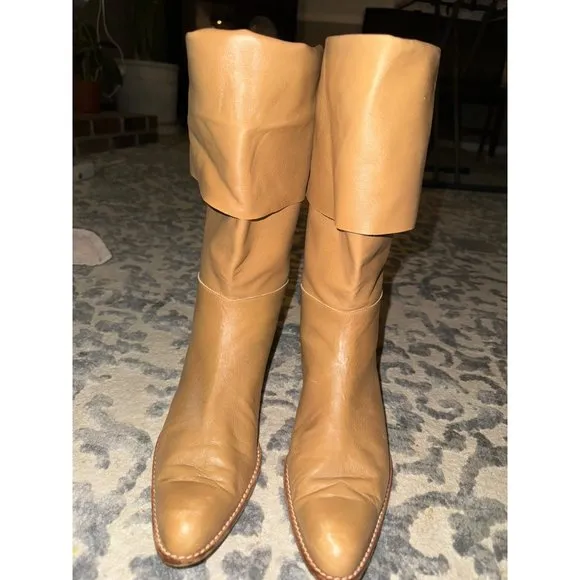 Delman vintage brown leather boots women size 9‎