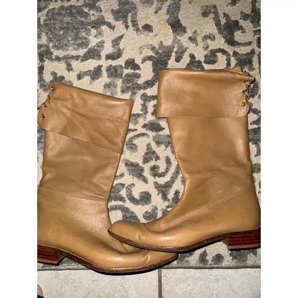 Delman vintage brown leather boots women size 9‎