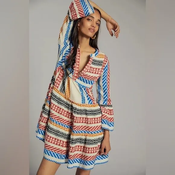Devotion Twins Blue Ella Abstract Cotton Mini Dress