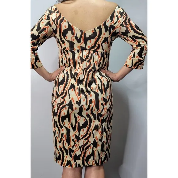 Diane Von Furstenberg Women's Francesca Silk Pattern Cowlneck Dress SIZE 6