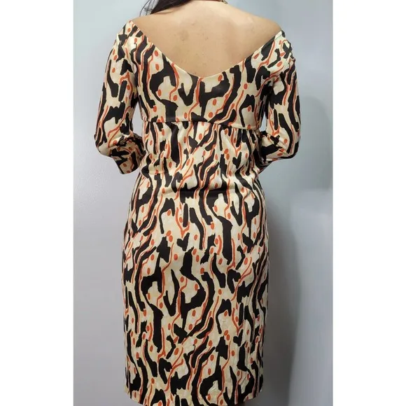 Diane Von Furstenberg Women's Francesca Silk Pattern Cowlneck Dress SIZE 6