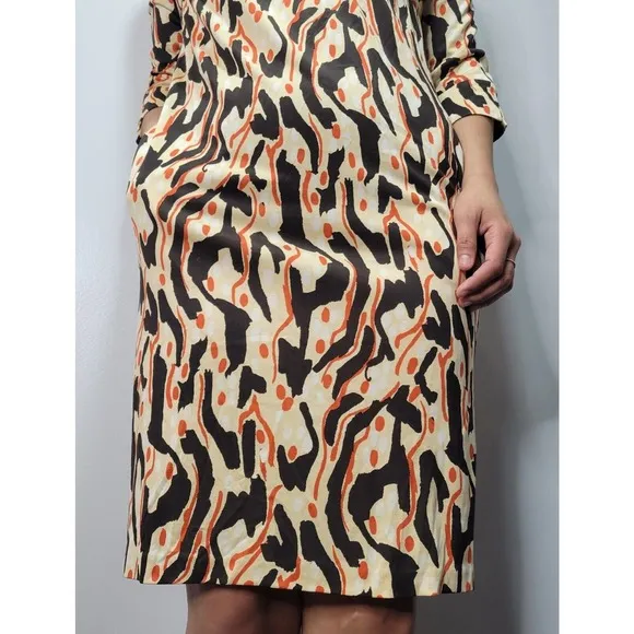 Diane Von Furstenberg Women's Francesca Silk Pattern Cowlneck Dress SIZE 6