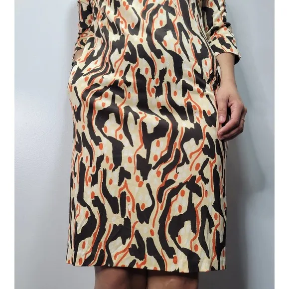 Diane Von Furstenberg Women's Francesca Silk Pattern Cowlneck Dress SIZE 6