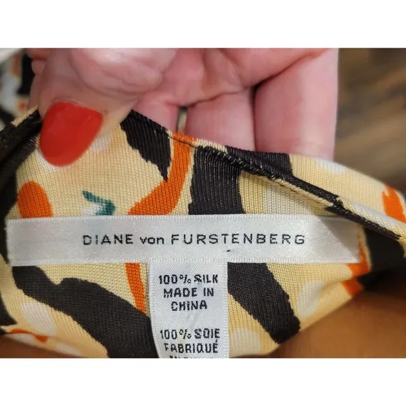 Diane Von Furstenberg Women's Francesca Silk Pattern Cowlneck Dress SIZE 6