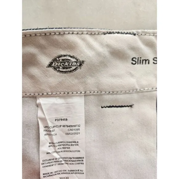 Dickies Men's Flex Work Gray Slim Fit Straight Chino Regular Pants Size 30X30