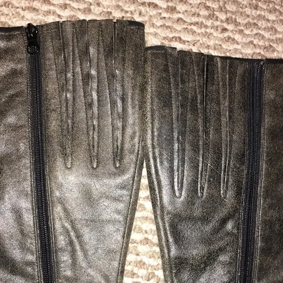 DIESEL knee high real leather crakle type print boots EUC