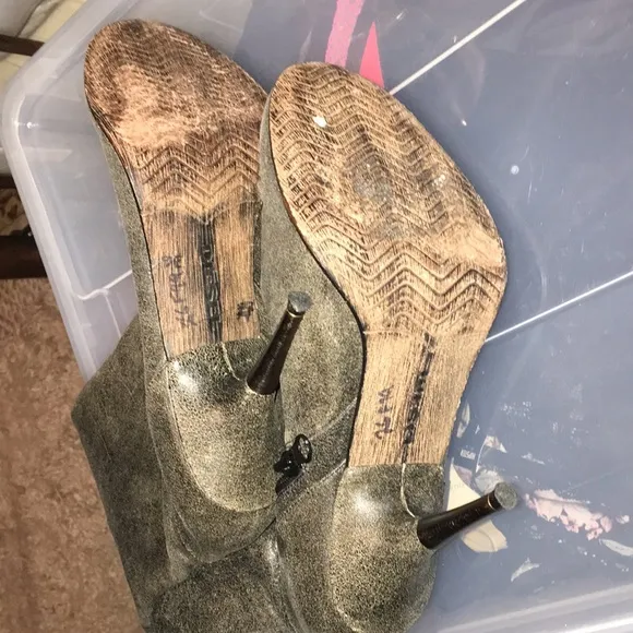 DIESEL knee high real leather crakle type print boots EUC