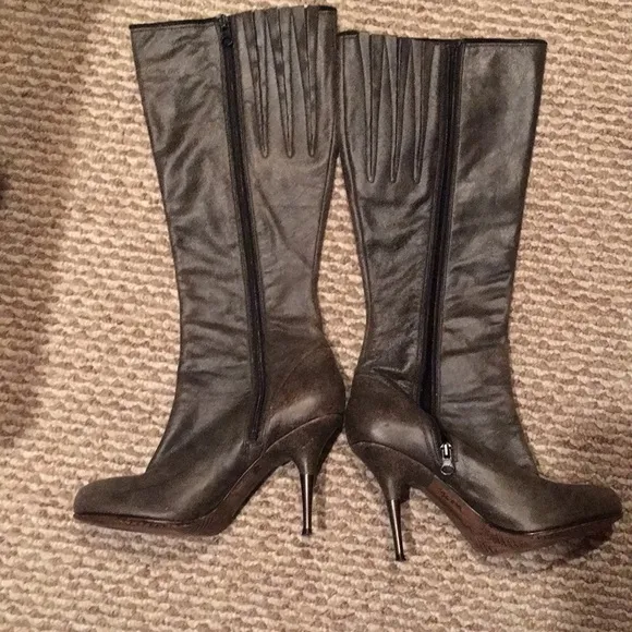 DIESEL knee high real leather crakle type print boots EUC