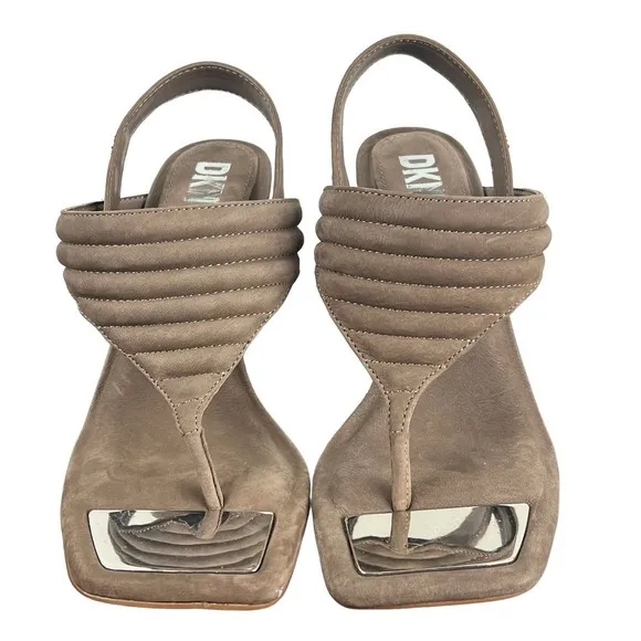 DKNY RANAE SQUARE-TOE SLINGBACK DRESS SANDALS IN BROWN NWOB WOMEN'S SIZE 7.5